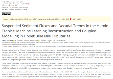 Suspended Sediment Fluxes and Decadal Trends in the Humid Tropics: Machine Learning Reconstruction and Coupled Modelling in Upper Blue Nile Tributaries